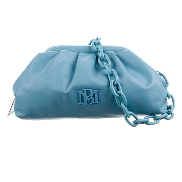 NWT Badgley Mischka Vegan Leather Wrapped Frame Clutch Bag - Blue - Picture 1 of 3